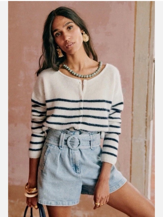 Sezane Sweaters - Sezane Gaspard Sweater, Size Small, Navy Ecru